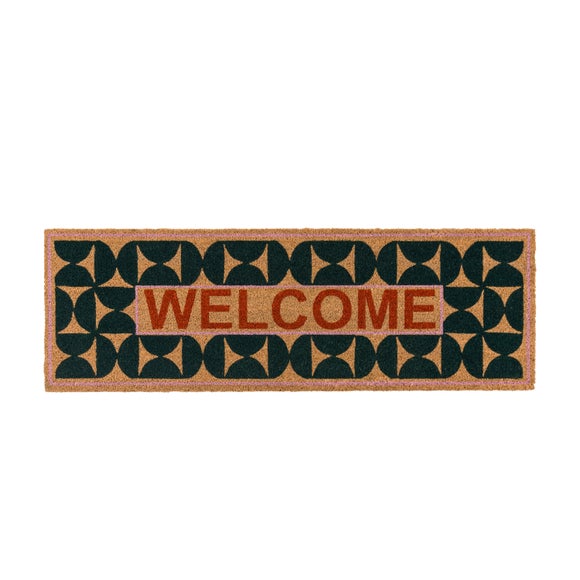 Cedar and Sage Welcome Hourglass Pattern Coir Doormat