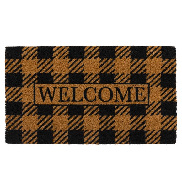 Cedar and Sage Picnic Pattern Welcome Coir Doormat