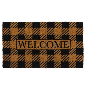 Cedar And Sage Picnic Pattern Welcome Coir Doormat