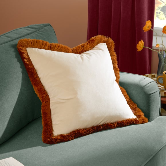 Furn. Halo Fringed Velvet Square Cushion
