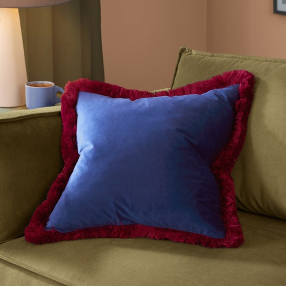 Furn. Halo Fringed Velvet Square Cushion