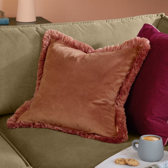 Furn. Halo Fringed Velvet Square Cushion