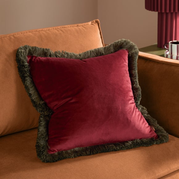 Furn. Halo Fringed Velvet Square Cushion