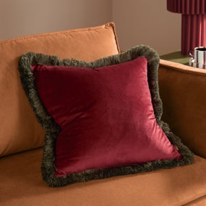 Furn. Halo Fringed Velvet Square Cushion