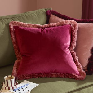 Furn. Halo Fringed Velvet Square Cushion