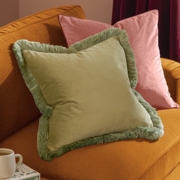 Furn. Halo Fringed Velvet Square Cushion