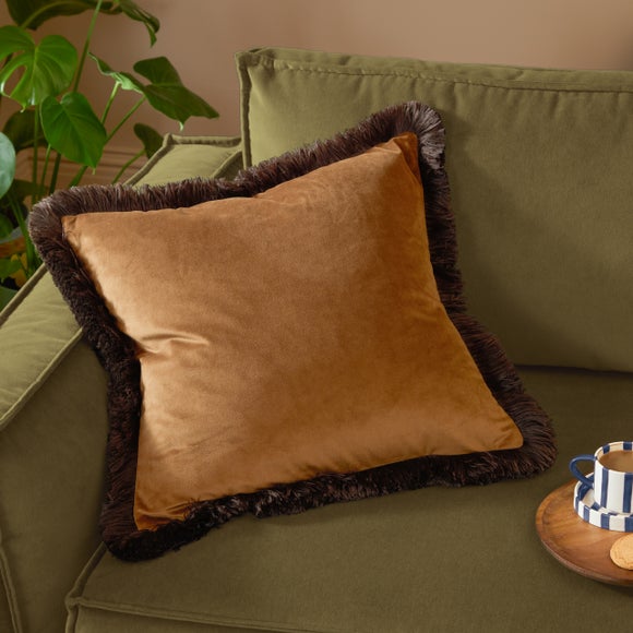 Furn. Halo Fringed Velvet Square Cushion