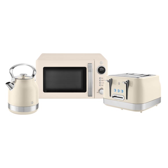 Swan Retro Revive Kettle, 4 Slice Toaster & Microwave Set