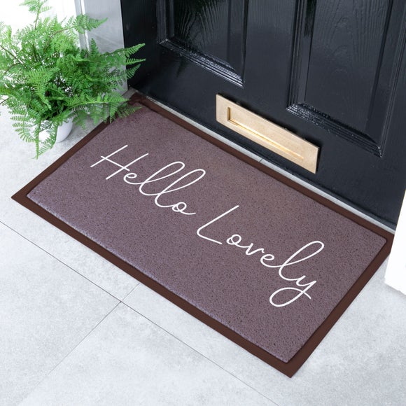 Artsy Mats Hello Lovely Chocolate Brown Indoor Outdoor Doormat