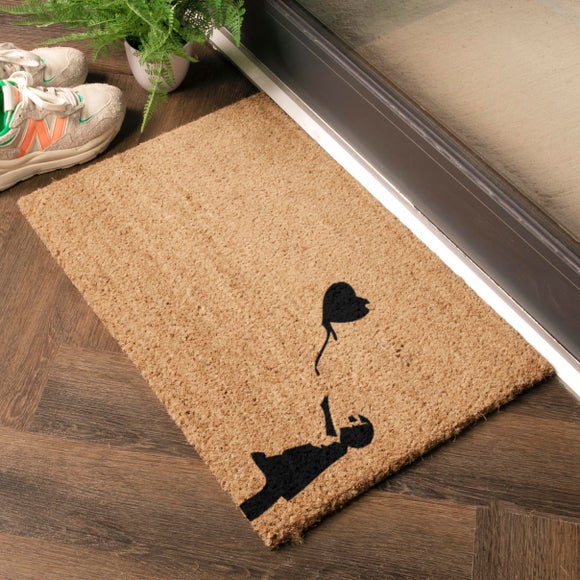Artsy Mats Girl with a Balloon Graffiti Coir Doormat
