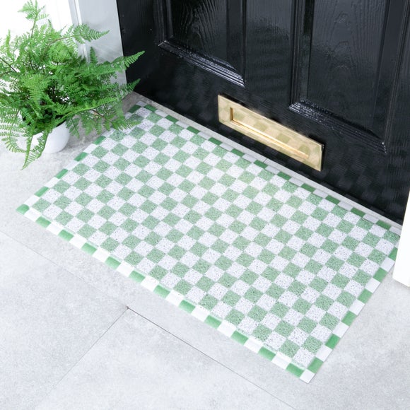Artsy Mats Green Check Indoor Outdoor Doormat