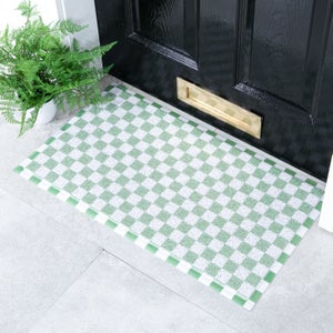 Artsy Mats Green Check Indoor Outdoor Doormat