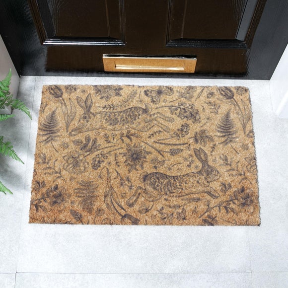 Artsy Mats Hare Print Coir Doormat