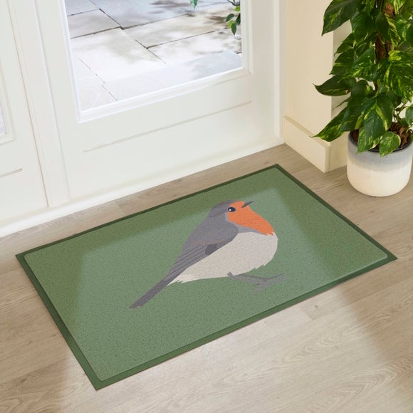 Artsy Mats Green Robin Indoor Outdoor Doormat