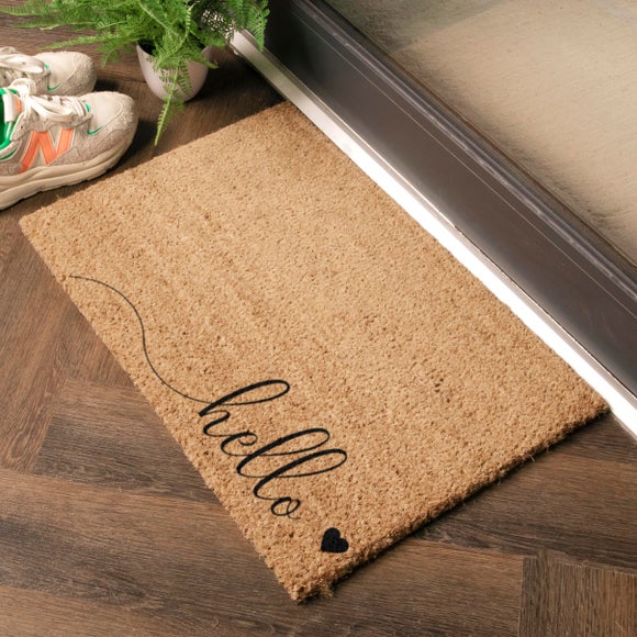 Artsy Mats Hello Scribble Heart Coir Doormat