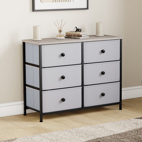 Return - Maye 6 Drawer Fabric Chest, Grey