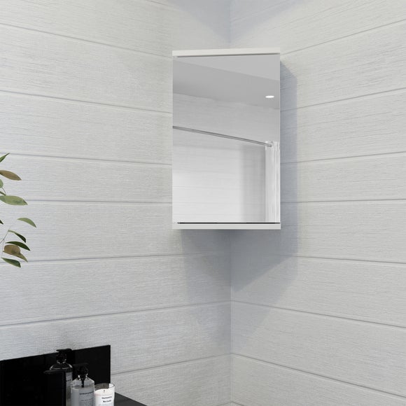Return - Simplicity Single Door Corner Cabinet, White