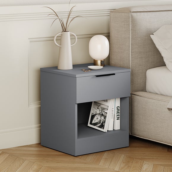 Return - Hayes 1 Drawer Bedside Table, Grey