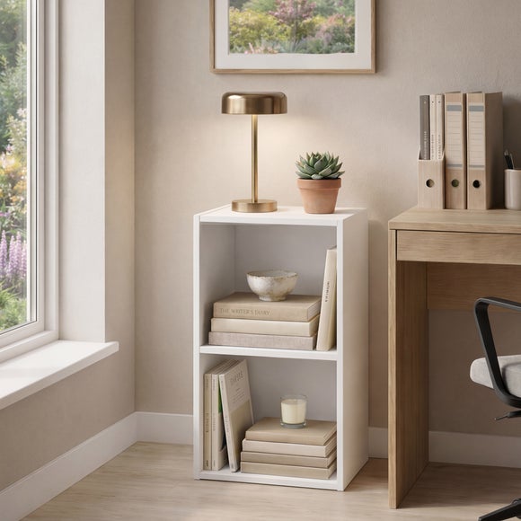 Return - Oxford 2 Tier Cube Bookcase, White