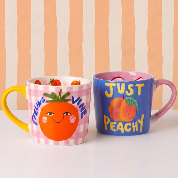 Eleanor Bowmer Set of 2 Feeling Vine & Just Peachy Mug Set