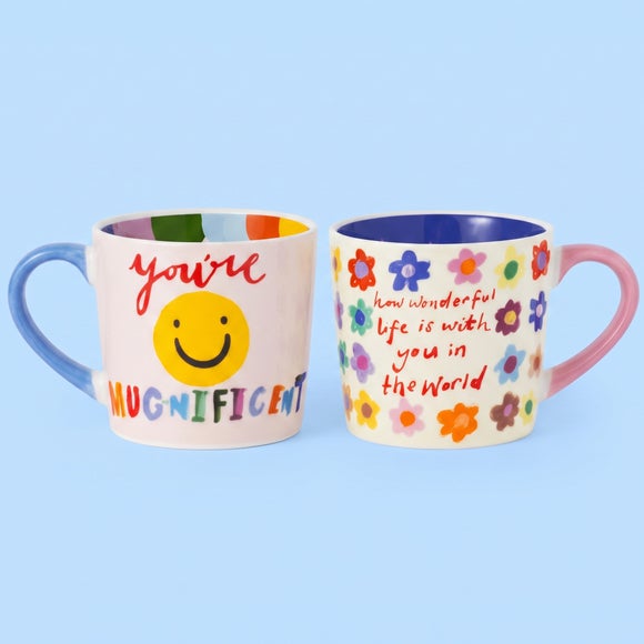 Eleanor Bowmer You're Mugnificent & How Wonderful Life Is Mug Set