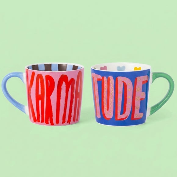Eleanor Bowmer Set of 2 Good Karma & Gratitude Mug Set