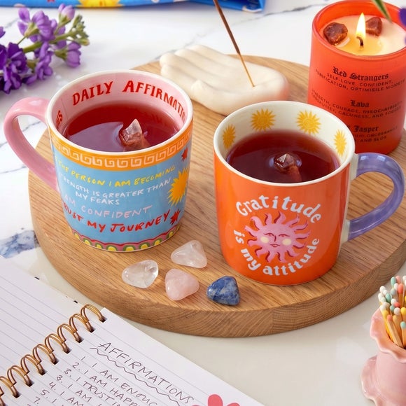 Eleanor Bowmer Set of 2 Daily Affirmations & Gratitude Is My Attitude Mug Set