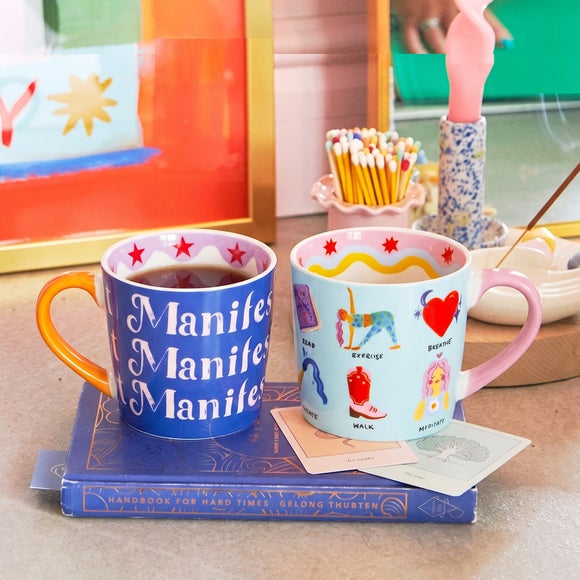 Eleanor Bowmer Set of 2 Daily Reminders & Manifest Manifest Manifest Mug Set