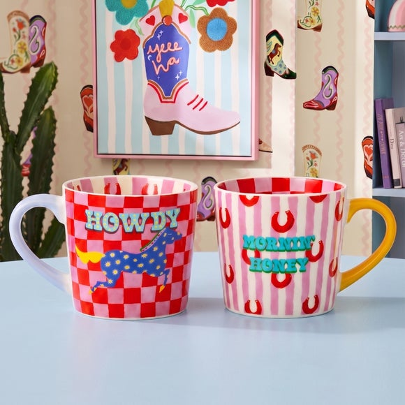 Eleanor Bowmer Set of 2 Howdy & Mornin Honey Mug Set