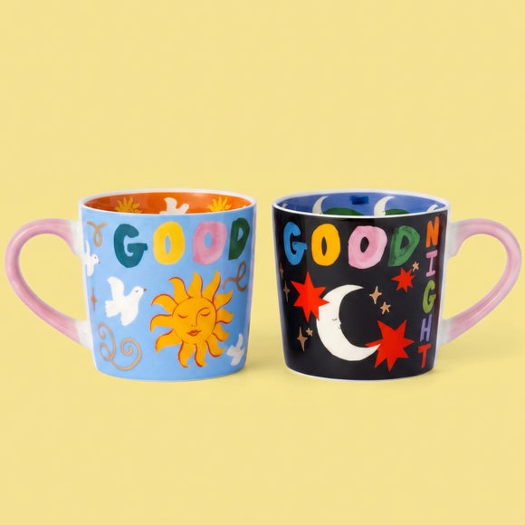 Eleanor Bowmer Set of 2 Good Morning & Good Night Mug Set