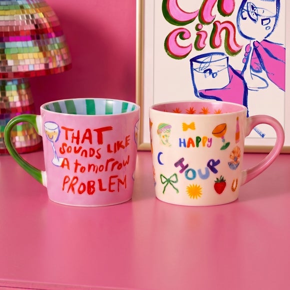 Eleanor Bowmer Set of 2 Sounds Like a Tomorrow Problem & Happy Hour Mug Set