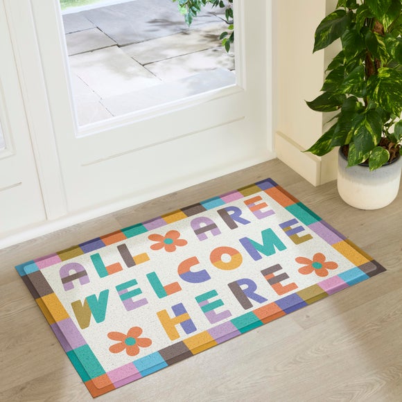 Artsy Mats Elizabeth Olwen All Are Welcome Here Indoor Outdoor Doormat
