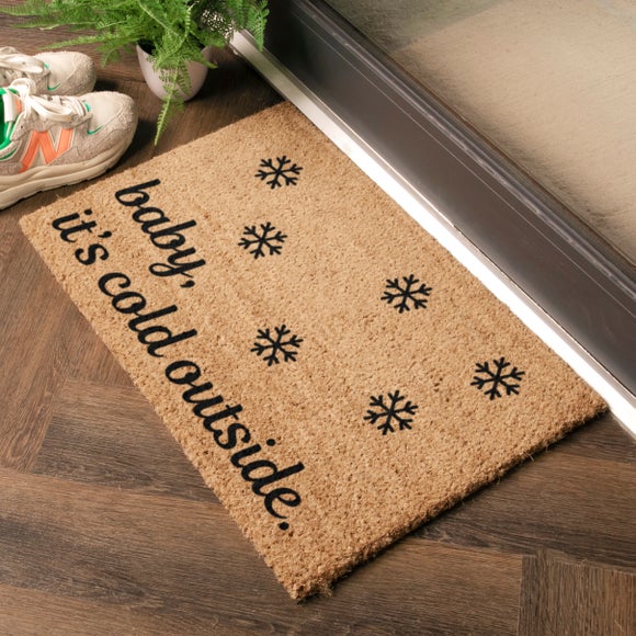 Artsy Mats Baby its Cold Outside Snowflakes Coir Doormat