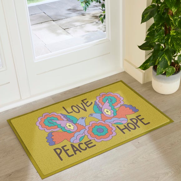 Artsy Mats Elizabeth Olwen Love Peace Hope Indoor Outdoor Doormat