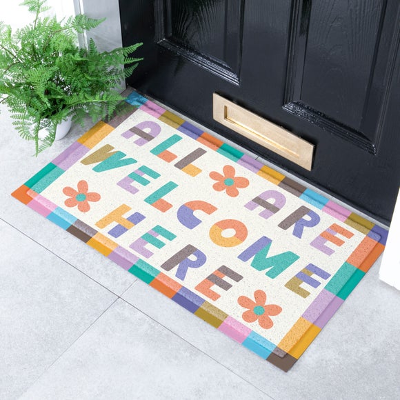 Artsy Mats Elizabeth Olwen All Are Welcome Here Indoor Outdoor Doormat