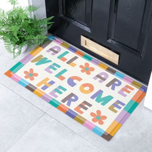 Artsy Mats Elizabeth Olwen All Are Welcome Here Indoor Outdoor Doormat