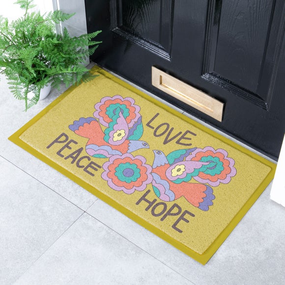 Artsy Mats Elizabeth Olwen Love Peace Hope Indoor Outdoor Doormat
