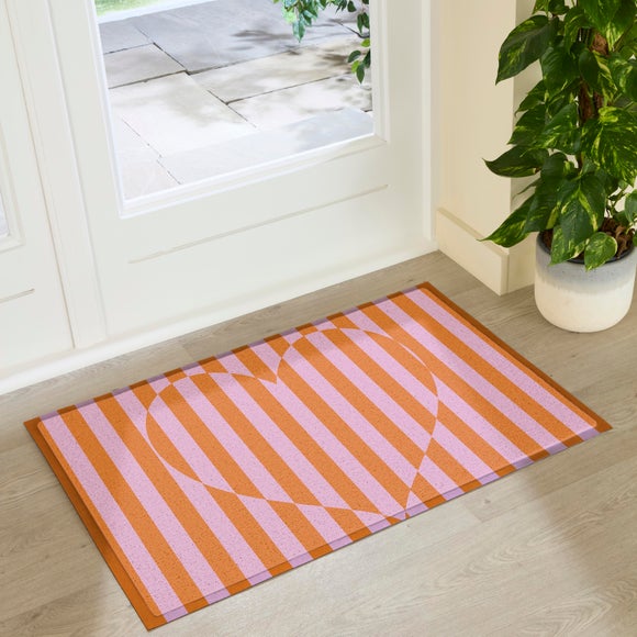 Artsy Mats Elizabeth Olwen Heart Stripe Indoor Outdoor Doormat