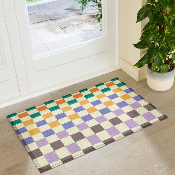 Artsy Mats Elizabeth Olwen Check Fade Indoor Outdoor Doormat