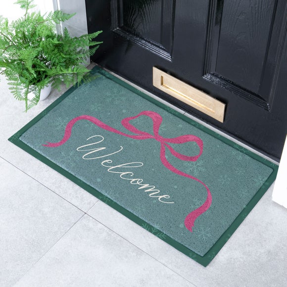 Artsy Mats Winter Bow Welcome Indoor Outdoor Doormat