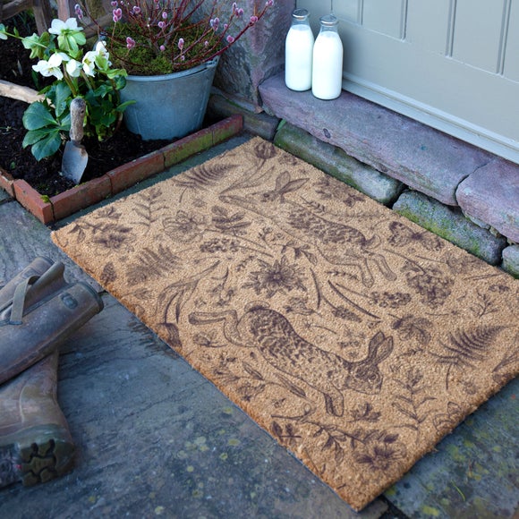 Artsy Mats Hare Print Coir Doormat