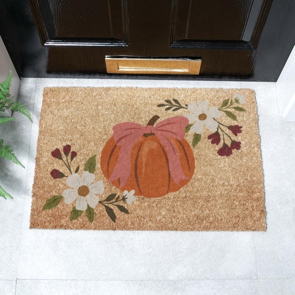 Artsy Mats Pumpkin Bow Coir Doormat