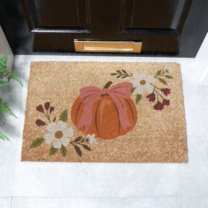Artsy Mats Pumpkin Bow Coir Doormat