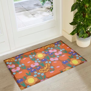 Artsy Mats Elizabeth Olwen Red Floral Indoor Outdoor Doormat