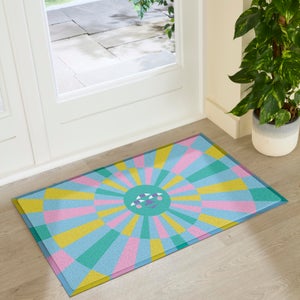 Artsy Mats Elizabeth Olwen Blue Sun Face Indoor Outdoor Doormat