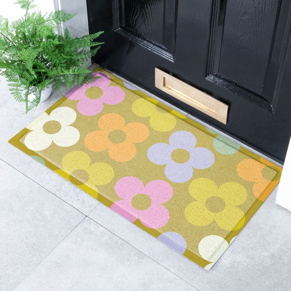 Artsy Mats Elizabeth Olwen Petals on Pistachio Indoor Outdoor Doormat