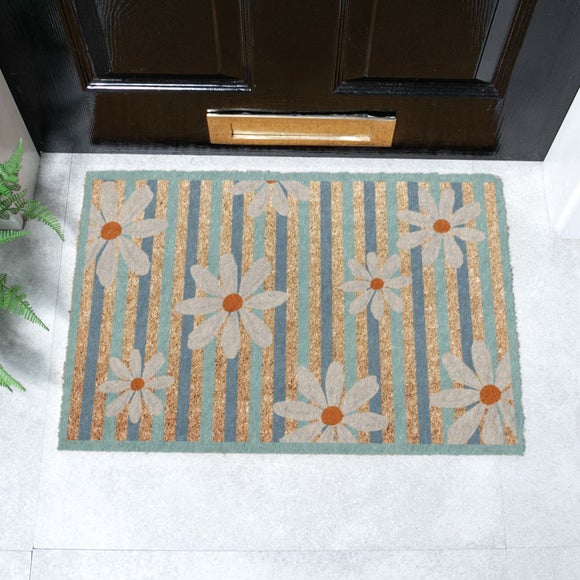 Artsy Mats Daisies on Stripes Coir Doormat