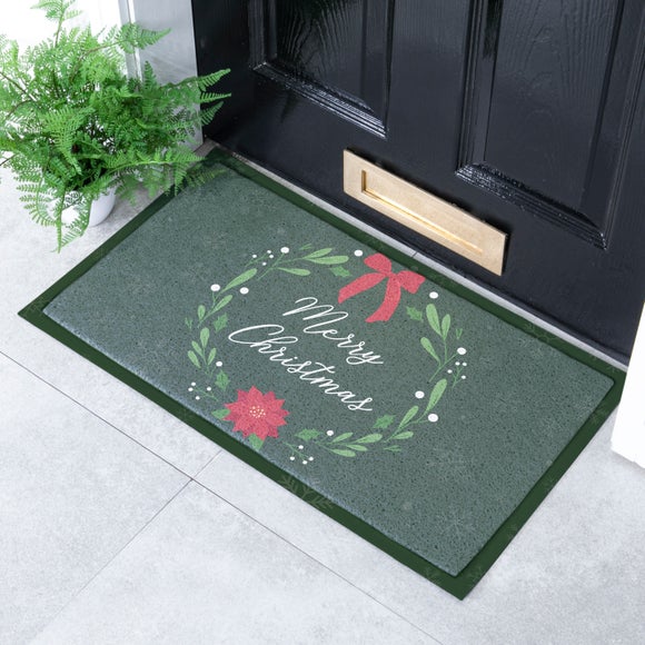 Artsy Mats Merry Christmas Wreath Indoor Outdoor Doormat
