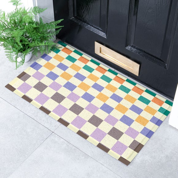 Artsy Mats Elizabeth Olwen Check Fade Indoor Outdoor Doormat