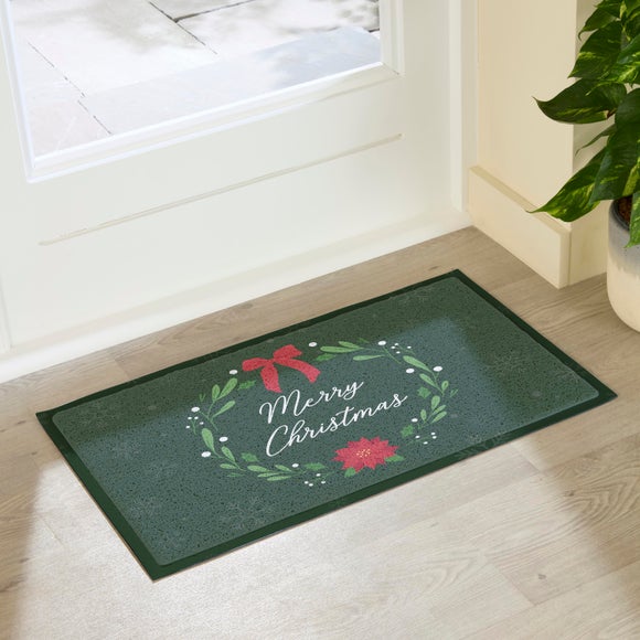 Artsy Mats Merry Christmas Wreath Coir Doormat